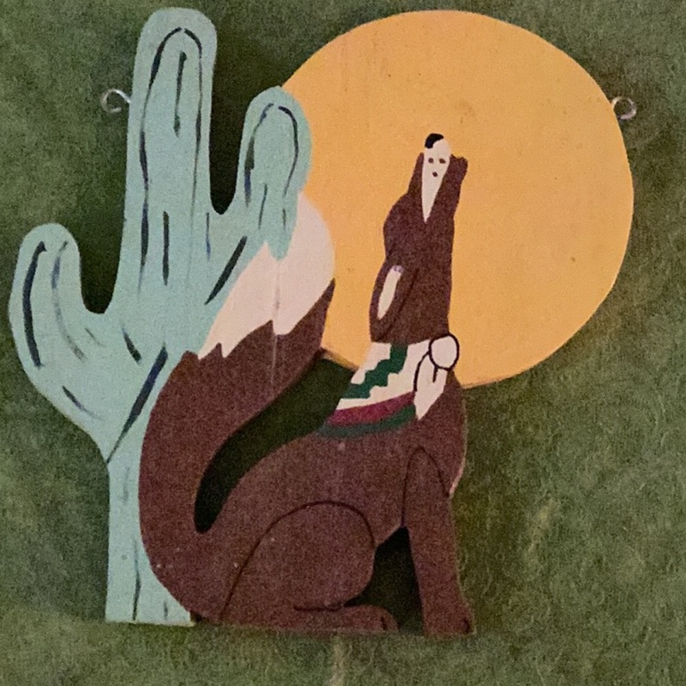 Southwestern Wall Art with Cactus and Coyote